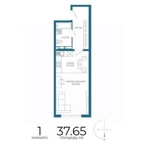 1-к квартира, строящийся дом, 38м2, 10/17 этаж