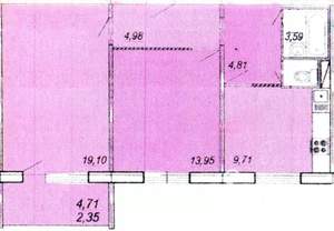 2-к квартира, вторичка, 61м2, 7/10 этаж
