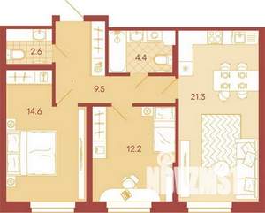 3-к квартира, вторичка, 63м2, 3/17 этаж