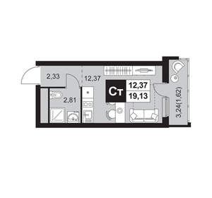 1-к квартира, вторичка, 19м2, 8/20 этаж