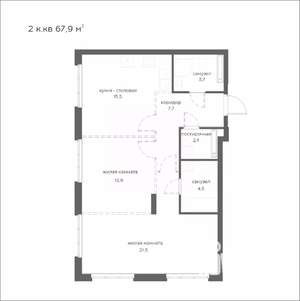 2-к квартира, вторичка, 68м2, 10/21 этаж
