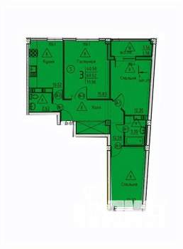 3-к квартира, строящийся дом, 71м2, 11/18 этаж