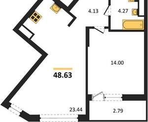 2-к квартира, вторичка, 49м2, 14/17 этаж