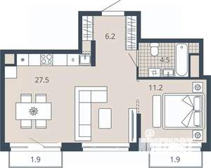 1-к квартира, вторичка, 53м2, 13/23 этаж