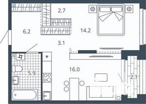 1-к квартира, вторичка, 50м2, 10/24 этаж