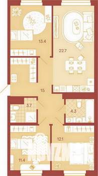 3-к квартира, вторичка, 83м2, 15/17 этаж