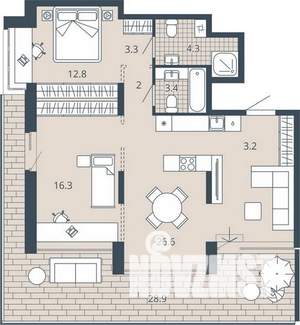 2-к квартира, вторичка, 86м2, 7/23 этаж