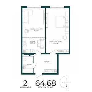 2-к квартира, вторичка, 65м2, 15/17 этаж