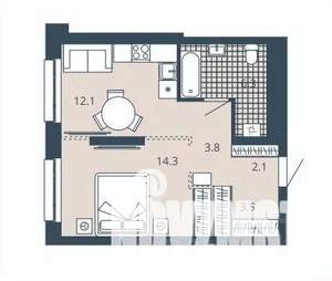1-к квартира, вторичка, 42м2, 2/24 этаж