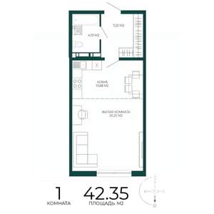 1-к квартира, строящийся дом, 42м2, 4/17 этаж