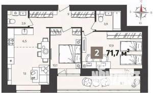 2-к квартира, вторичка, 72м2, 5/14 этаж