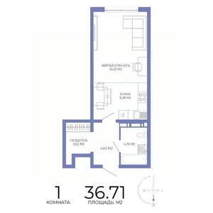 1-к квартира, строящийся дом, 37м2, 9/17 этаж