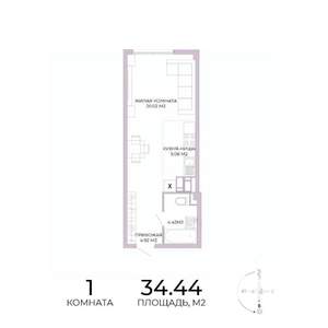 1-к квартира, строящийся дом, 34м2, 3/17 этаж
