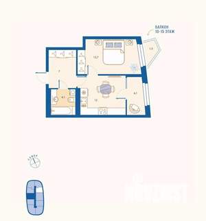 1-к квартира, вторичка, 42м2, 11/16 этаж