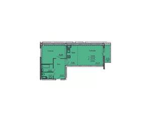 2-к квартира, строящийся дом, 61м2, 17/18 этаж