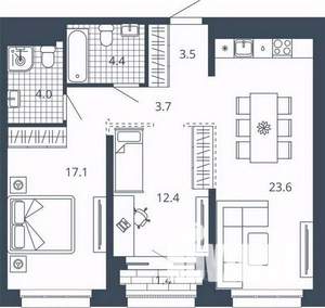 2-к квартира, вторичка, 70м2, 8/24 этаж