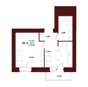 1-к квартира, вторичка, 36м2, 16/17 этаж