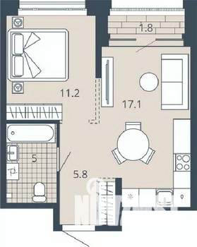 1-к квартира, вторичка, 40м2, 13/23 этаж