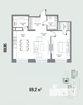 3-к квартира, вторичка, 70м2, 5/15 этаж