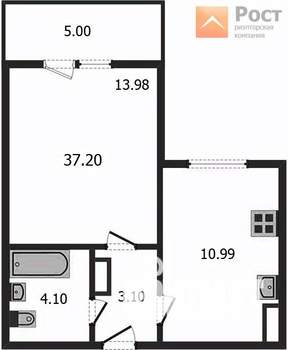 1-к квартира, вторичка, 37м2, 9/10 этаж