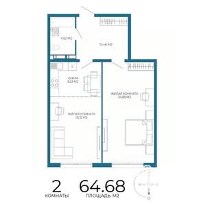 2-к квартира, строящийся дом, 65м2, 10/17 этаж