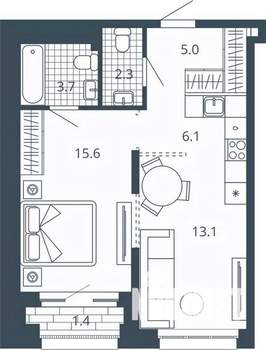 1-к квартира, вторичка, 47м2, 10/24 этаж