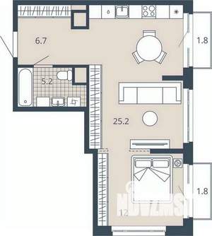 1-к квартира, вторичка, 53м2, 5/23 этаж