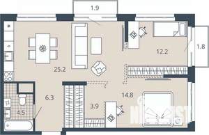 2-к квартира, вторичка, 42м2, 14/17 этаж