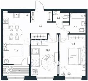 2-к квартира, вторичка, 63м2, 7/17 этаж
