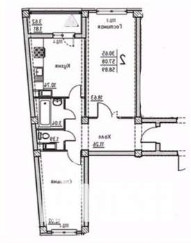 2-к квартира, вторичка, 57м2, 14/18 этаж