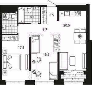 2-к квартира, вторичка, 70м2, 12/23 этаж