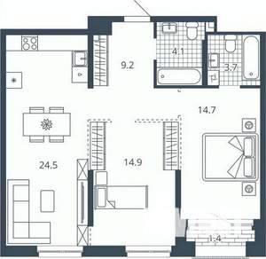 2-к квартира, вторичка, 73м2, 21/24 этаж