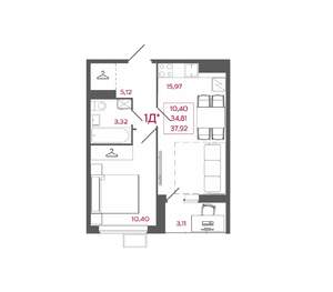 1-к квартира, вторичка, 38м2, 4/17 этаж