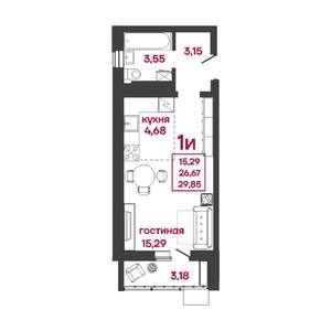 Студия квартира, вторичка, 30м2, 7/17 этаж