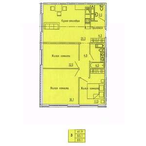3-к квартира, строящийся дом, 83м2, 4/18 этаж