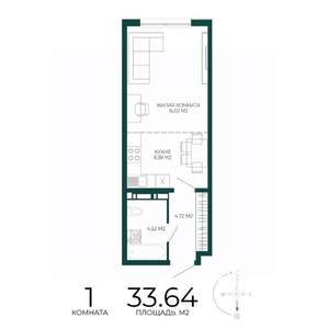 1-к квартира, вторичка, 34м2, 11/17 этаж