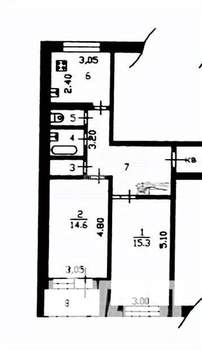 2-к квартира, вторичка, 53м2, 1/9 этаж