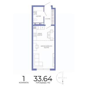 1-к квартира, строящийся дом, 34м2, 11/17 этаж