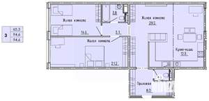 3-к квартира, строящийся дом, 95м2, 8/18 этаж