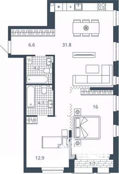 2-к квартира, вторичка, 77м2, 19/24 этаж
