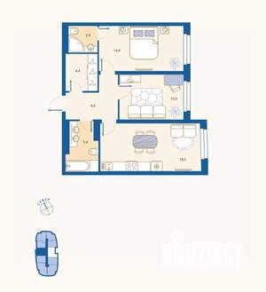 2-к квартира, вторичка, 63м2, 2/16 этаж