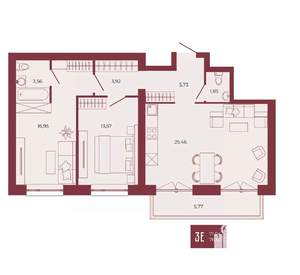 3-к квартира, вторичка, 77м2, 16/17 этаж