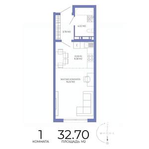 1-к квартира, строящийся дом, 33м2, 12/17 этаж