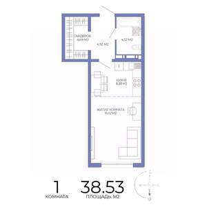 1-к квартира, строящийся дом, 39м2, 10/17 этаж