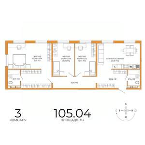 3-к квартира, строящийся дом, 105м2, 9/18 этаж