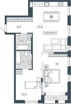 2-к квартира, вторичка, 77м2, 13/23 этаж