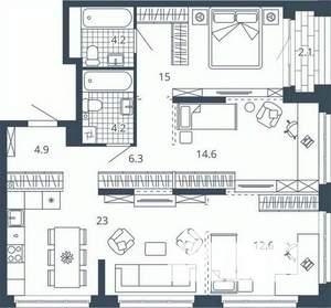 3-к квартира, вторичка, 87м2, 12/23 этаж