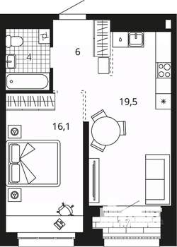 1-к квартира, вторичка, 47м2, 11/24 этаж