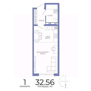 1-к квартира, строящийся дом, 33м2, 3/17 этаж