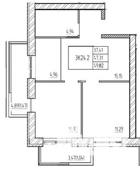 3-к квартира, вторичка, 56м2, 14/17 этаж